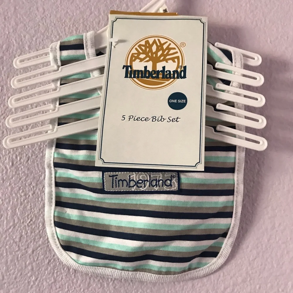 New vintage multicolored Timberland cotton 5 pc bib set